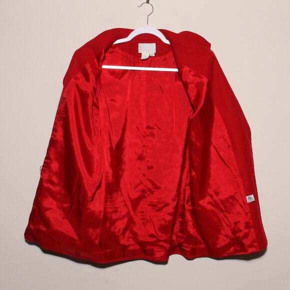 Vintage Michele Red Wool Double Breasted Boxy Blazer Size 8 - Picture 4 of 6